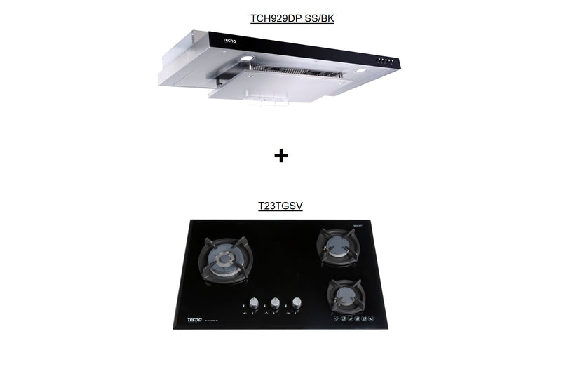 Tecno 75cm Cooker Hob and Slimline Hood Package TCH929DPV2 + T23TGSV
