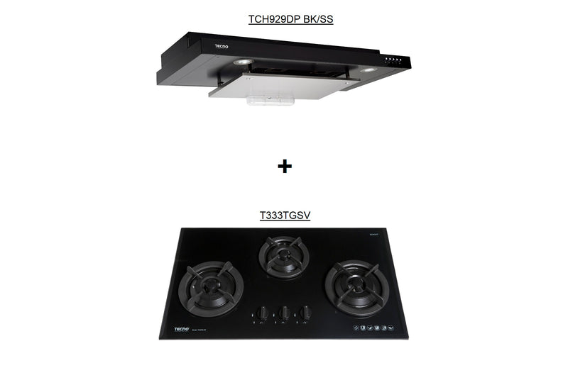 Tecno 86cm Cooker Hob and Slimline Hood Package TCH929DPV2 + T333TGSV