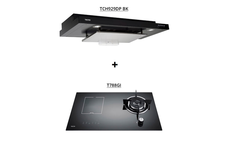 Tecno 73cm Gas-Induction Hob and Cooker Hood Package TCH929DPV2 + T788GI