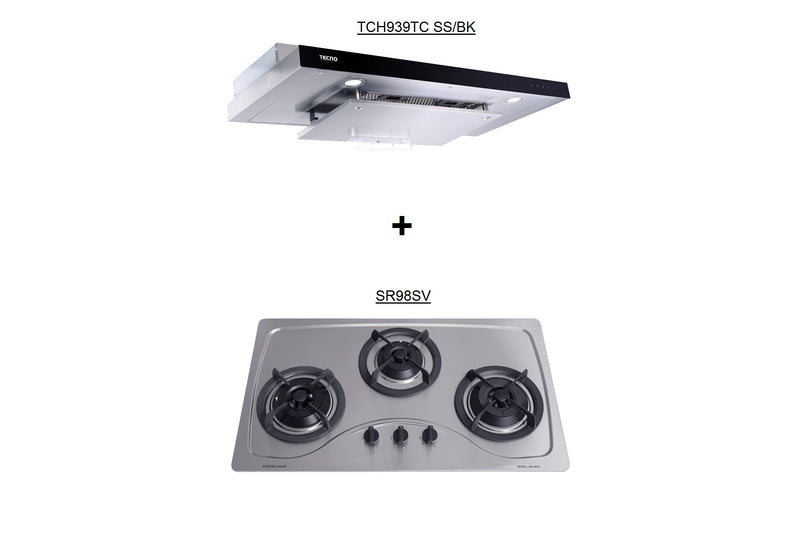 Tecno 86cm Cooker Hob and Slimline Hood Package TCH939DTCGC + SR98SV