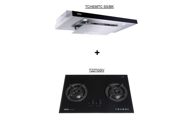 Tecno 75cm Cooker Hob and Slimline Hood Package TCH939DTCGC + T22TGSV