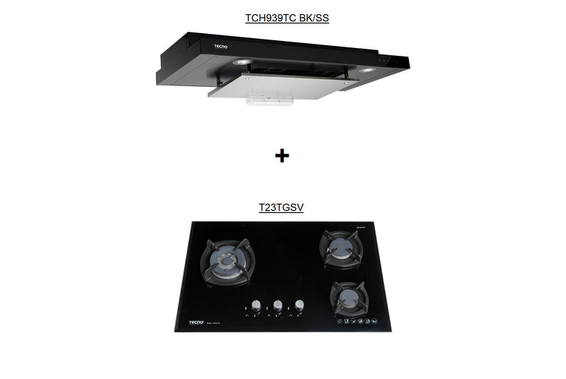 Tecno 75cm Cooker Hob and Slimline Hood Package TCH939DTCGC + T23TGSV