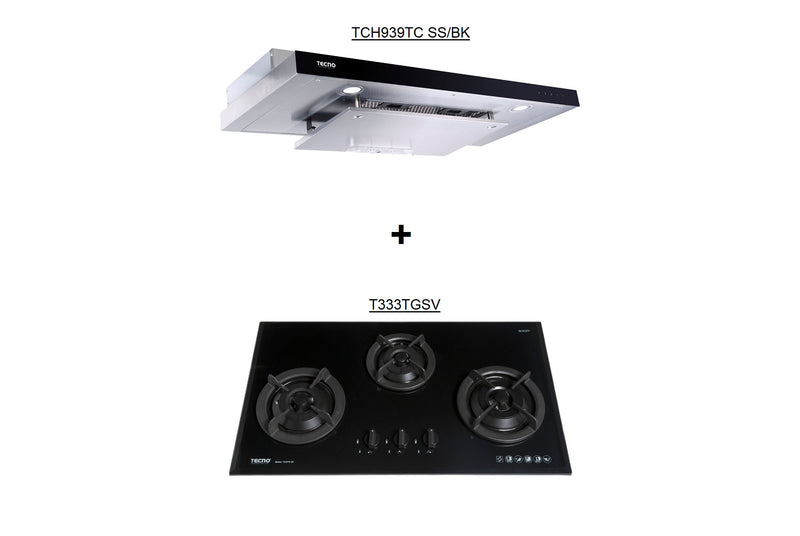 Tecno 86cm Cooker Hob and Slimline Hood Package TCH939DTCGC + T333TGSV