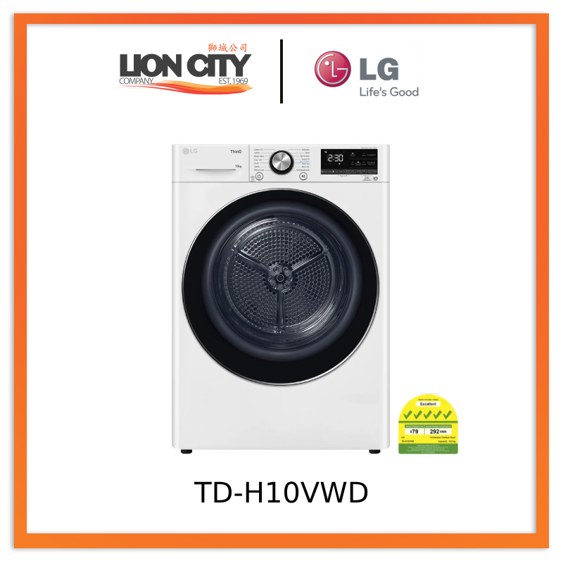 LG TD-H10VWD 10kg Dual Inverter Heat Pump Dryer in White