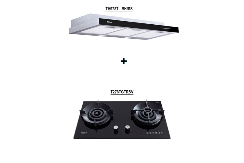 Tecno 78cm Cooker Hob and Slimline Hood Package TH978TL + T278TGTRSV