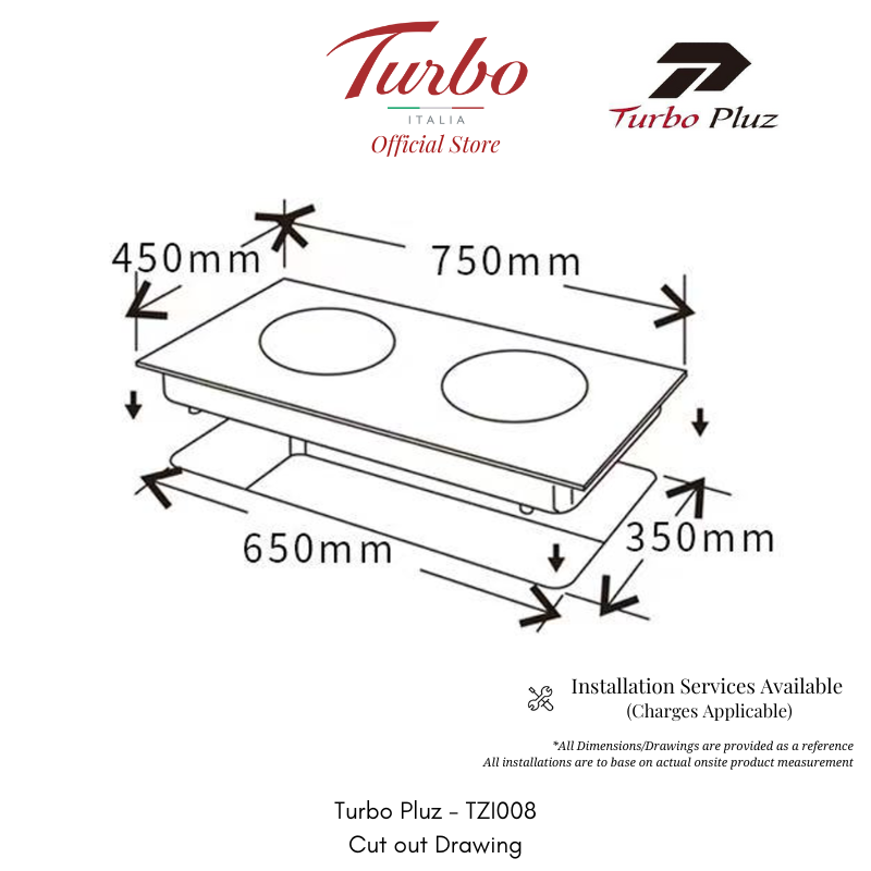 Turbo Pluz TZI008 75cm Built-in Double Induction Hob