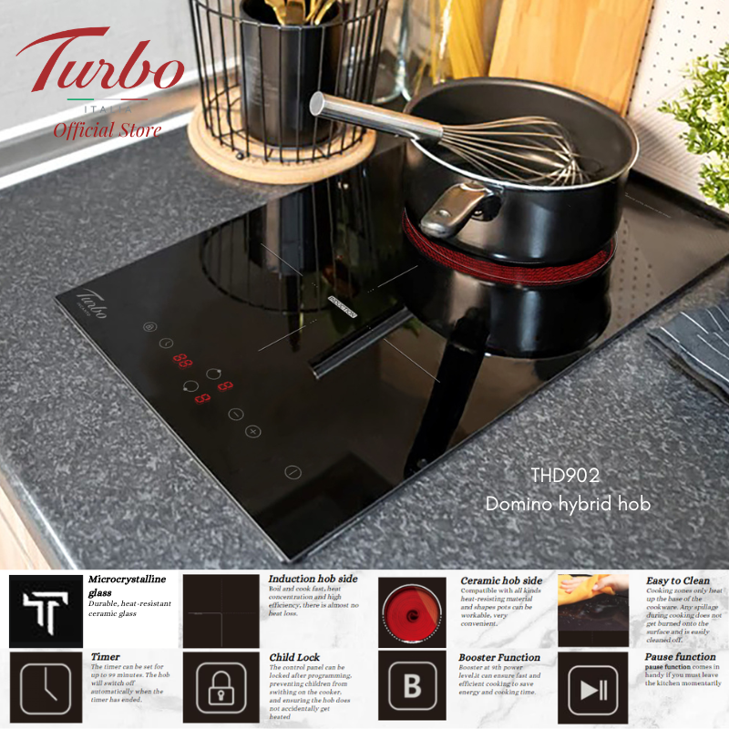 Turbo Italia THD902 30cm Domino Hybrid Hob