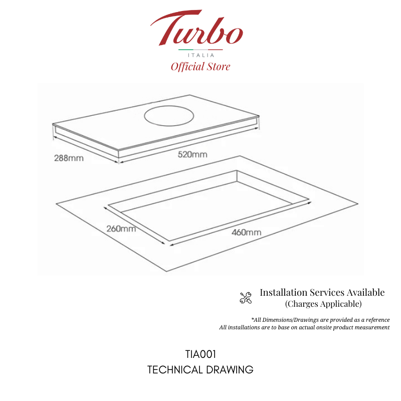 Turbo Italia TIA001 30cm 1-Zone Glass Induction Hob