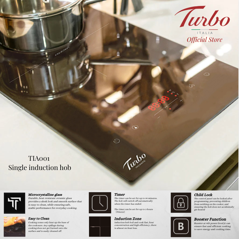Turbo Italia TIA001 30cm 1-Zone Glass Induction Hob