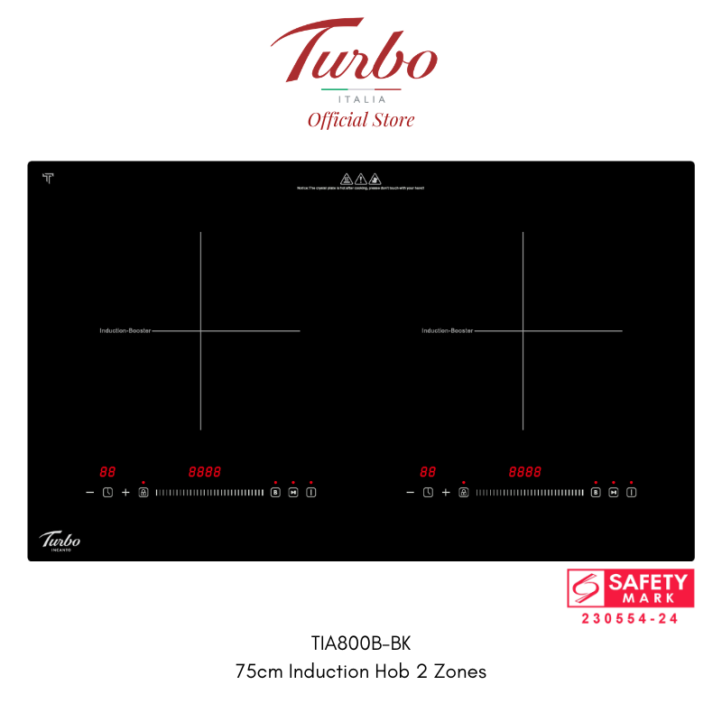 Turbo Italia TIA800B-BK 75cm 2-Zone Built-in Induction Hob