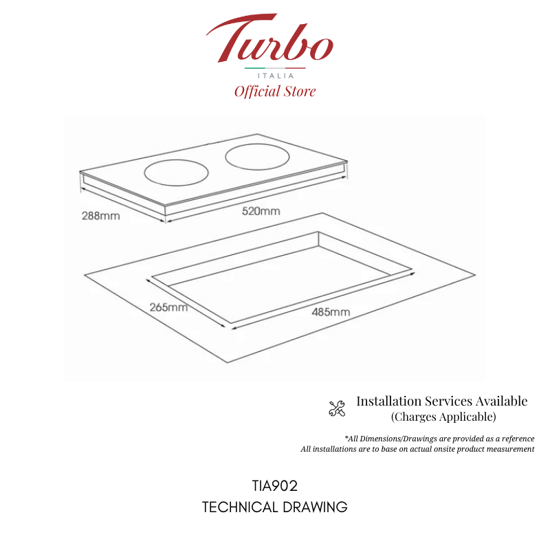 Turbo Italia TIA902 30cm 2-Zone Built-in Induction Hob