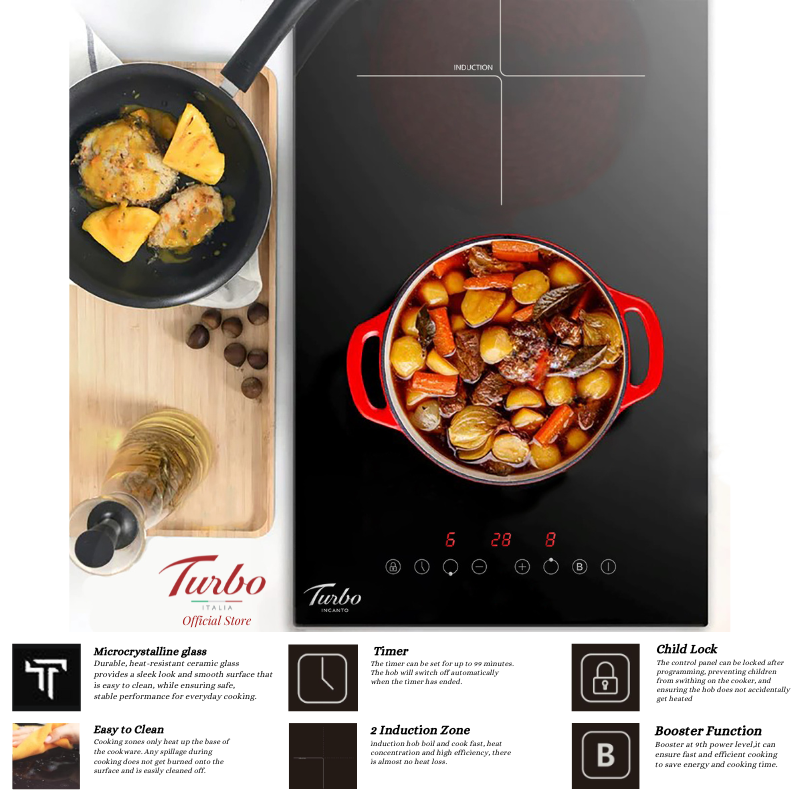 Turbo Italia TIA902 30cm 2-Zone Built-in Induction Hob