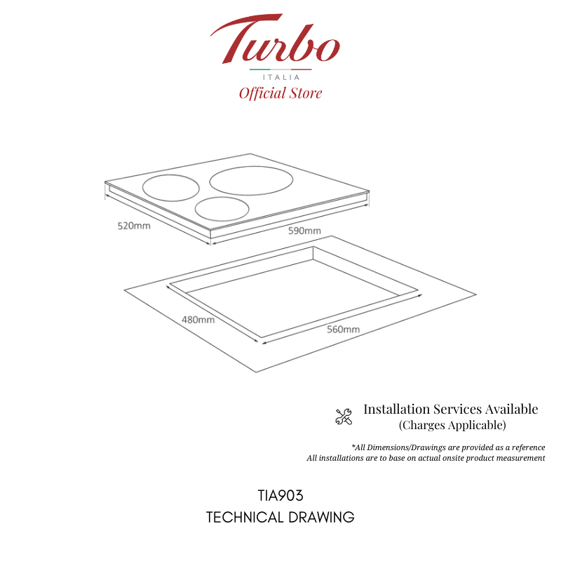 Turbo Italia TIA903 60cm 3-Zone Built-in Induction Hob