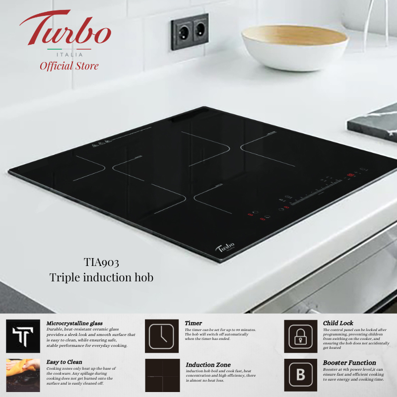 Turbo Italia TIA903 60cm 3-Zone Built-in Induction Hob