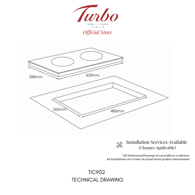 Turbo Italia TIC902 30cm 2-Zone Ceramic Domino Built-in Hob