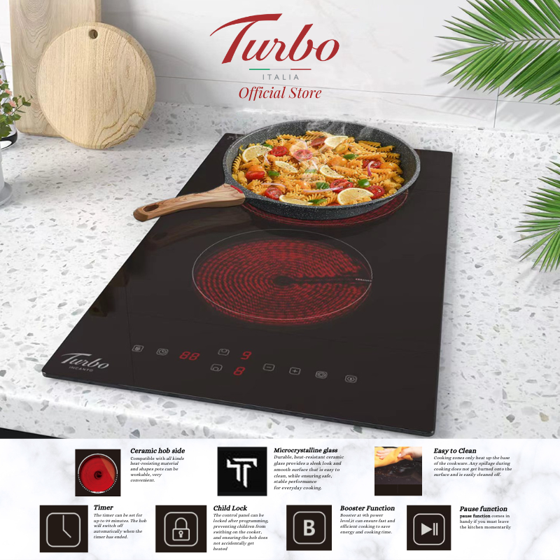 Turbo Italia TIC902 30cm 2-Zone Ceramic Domino Built-in Hob