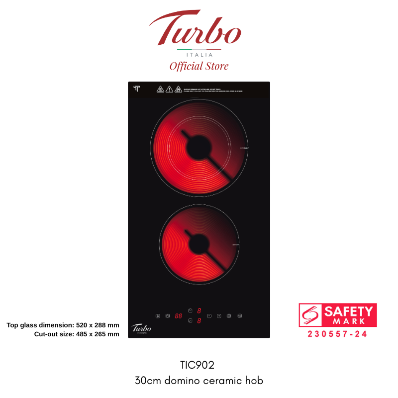 Turbo Italia TIC902 30cm 2-Zone Ceramic Domino Built-in Hob
