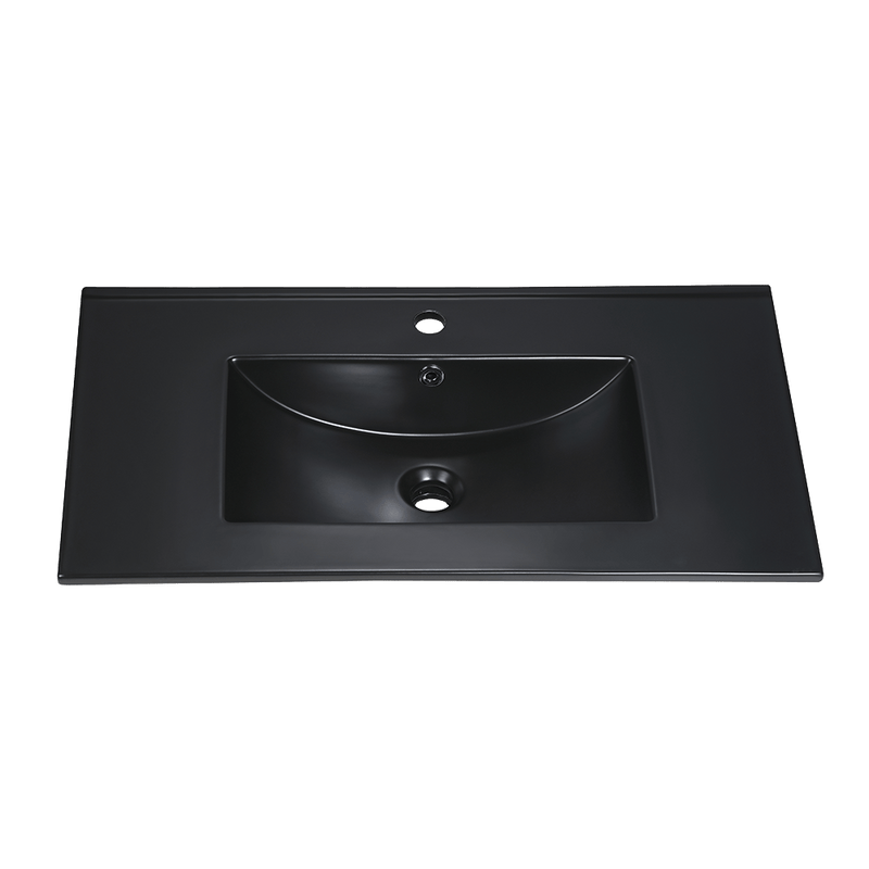 Rubine TOP 80M-BK 80.5cm Insert Top Ceramic Basin Glossy Black
