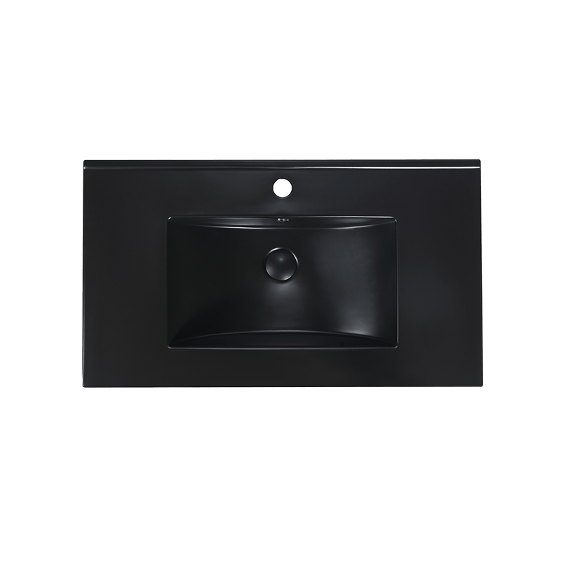 Rubine TOP 80M-BK 80.5cm Insert Top Ceramic Basin Glossy Black