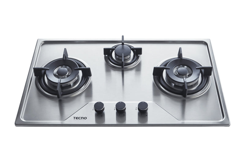 Tecno 76cm 3-Burner Stainless Steel Cooker Hob TS 7633TRSV