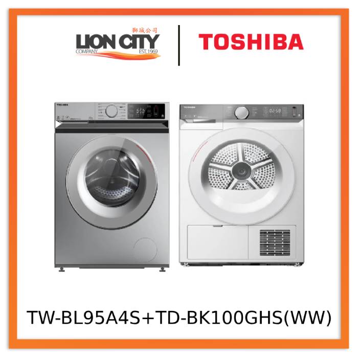 Toshiba Bundle - TW-BL95A4S Washer 8.5kg + TD-BK100GHS Heat Pump Dryer 9kg