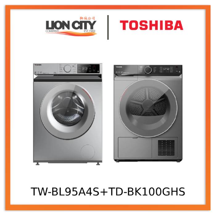 Toshiba Bundle - TW-BL95A4S Washer 8.5kg + TD-BK100GHS Heat Pump Dryer 9kg