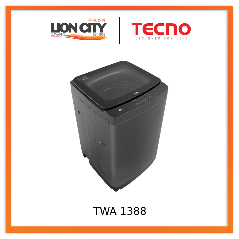 Tecno TWA 1388 13kg Fully Automatic Fuzzy Logic Washer – 4 Ticks TWA1388