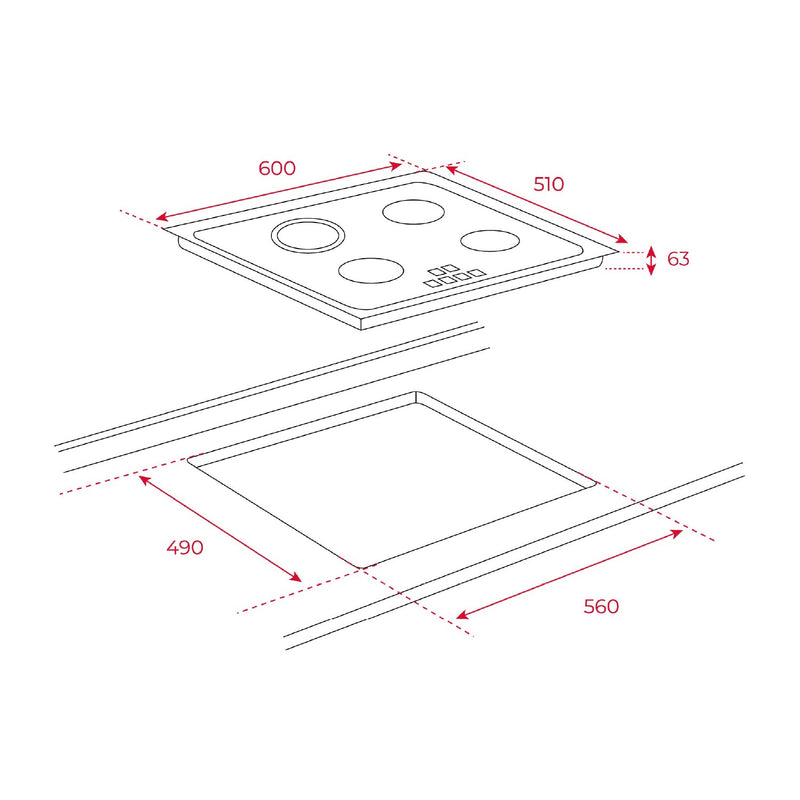 Teka TZ 6315 60cm 3-Zone Vitroceramic Hob