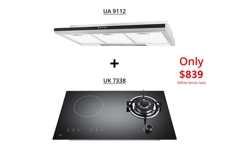 UNO Cooker Hob and Hood Package UA 9112 + UK 7338