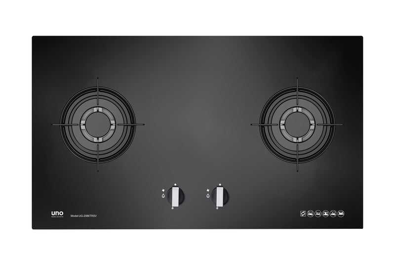 UNO 86cm 2-Burner Tempered Glass Cooker Hob UG2086TRSV