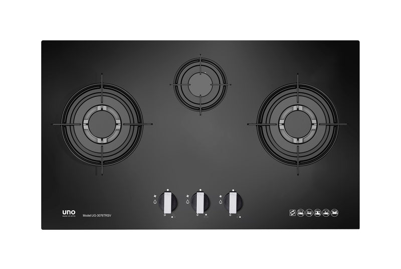 UNO 76cm 3-Burner Glass Cooker Hob UG3076TRSV