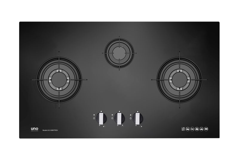UNO 86cm 3-Burner Tempered Glass Hob UG3086TRSV