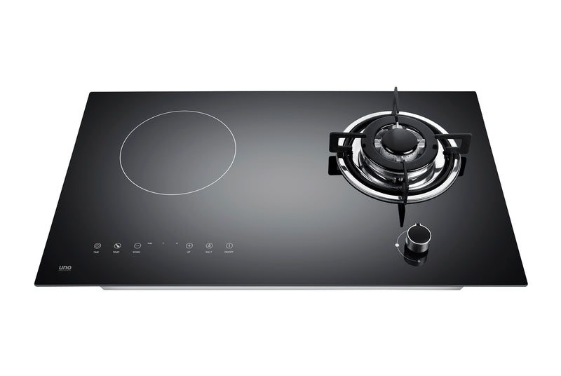 UNO 73cm Gas-Induction Hybrid Glass Hob UK7338