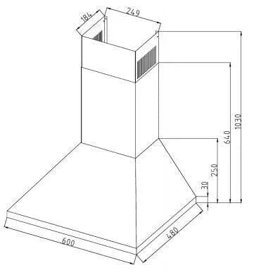 Tecno Uno UP 5268 Chimney Hood Stainless Steel 60cm