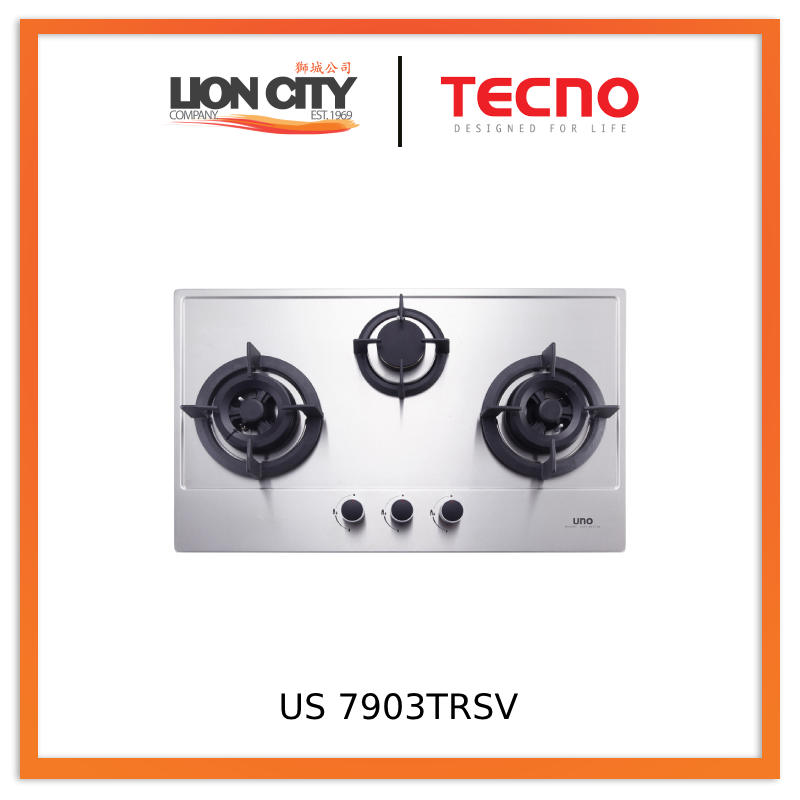 Tecno Uno US 7903TRSV 75cm 3-Burner Stainless Steel Hob