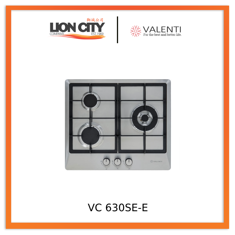 Valenti VC 630SE-E Stainless Steel Top Gas Hob