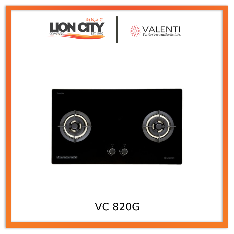 Valenti VC 820G/VC 820S 2 Burners Built-In Glass Hob LPG/TG