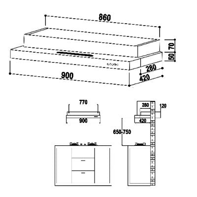 Valenti VH 1229MS 900 mm Semi Integrated Hood VH1229MS