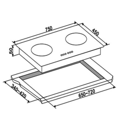 VALENTI VIC 2702 2Zone Built in Induction hob Local Glass VIC2702