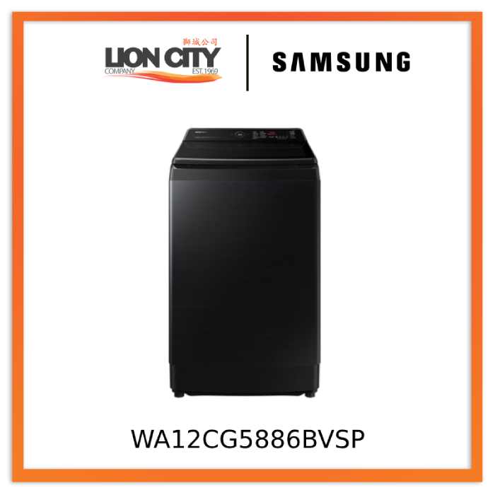 Samsung WA12CG5886BVSP 12.5kg Top Load Washing Machine with Ecobubble™, 3 Ticks
