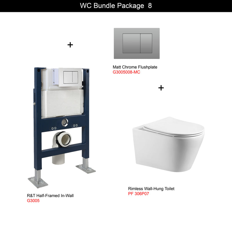 Rubine WC Bundle Package 8 Wall-Hung Toilet Set