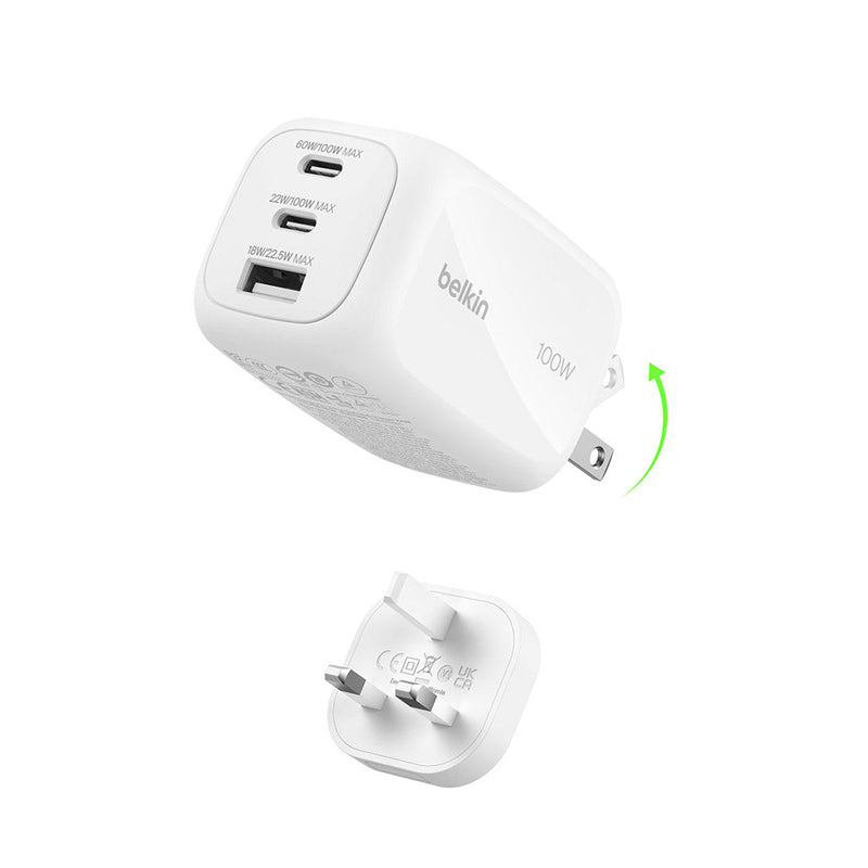 Belkin BoostCharge Pro 3-Port GaN Wall Charger 100W