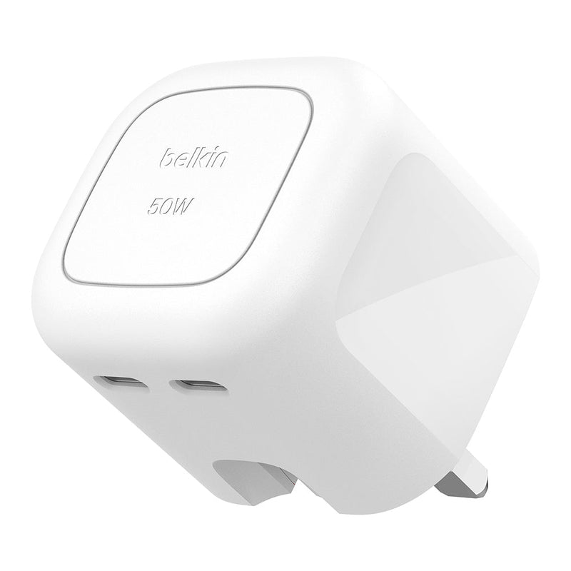 Belkin 50W Dual USB-C GaN Wall Charger with PPS White