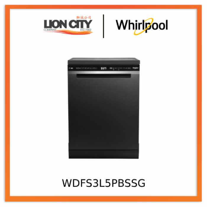 Whirlpool WDFS3L5PBSSG, Black, 60cm 15 Place Setting Free-standing Dishwasher