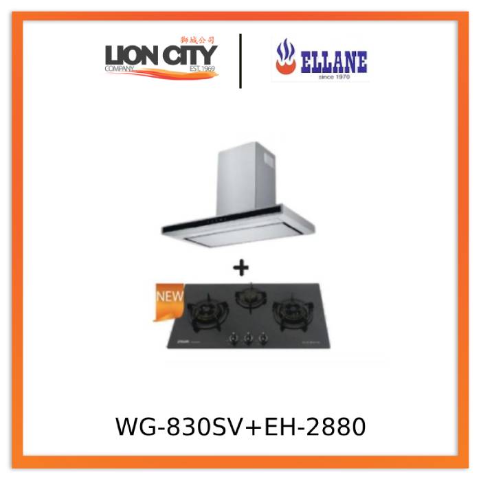 Ellane EH-2880 90cm Touch Control Stainless Steel Chimney Hood + Ellan ...