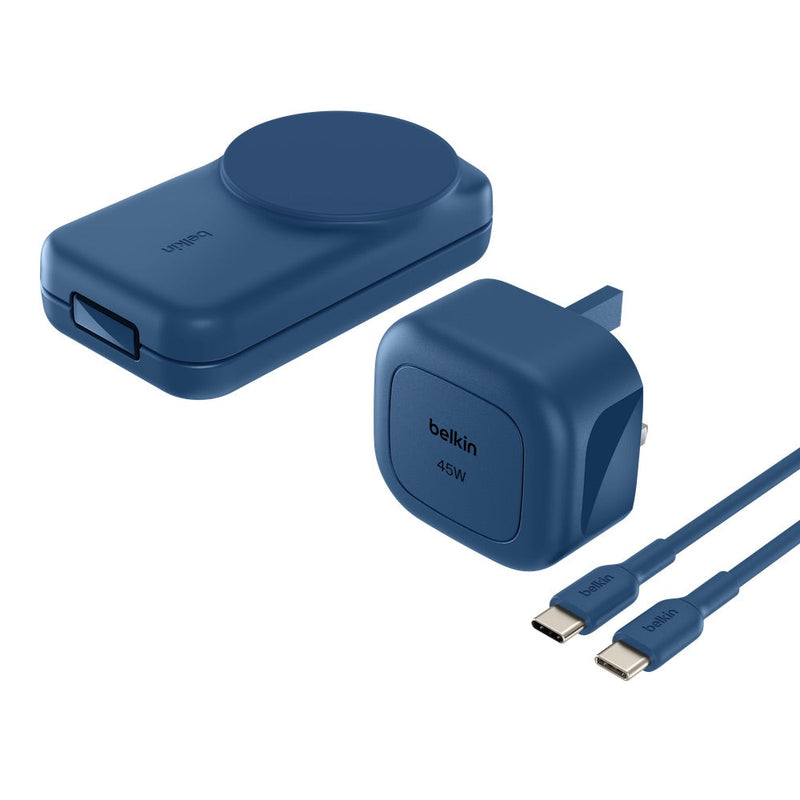 Belkin UltraCharge 3-in-1 Foldable Magnetic Charger with Qi2 25W Blue