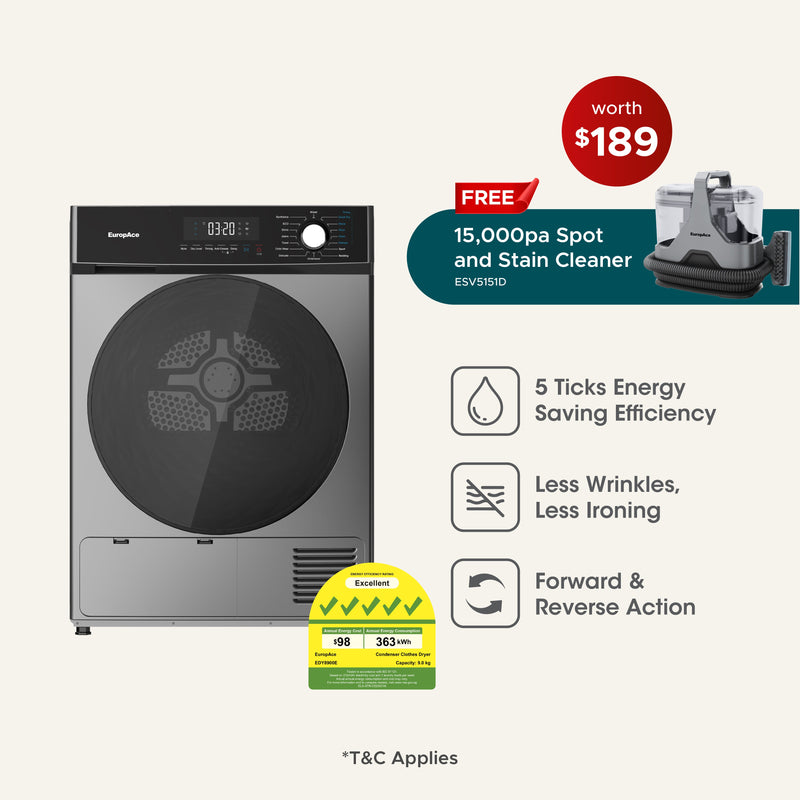EuropAce 9kg Heat Pump Dryer EDY8900EGM