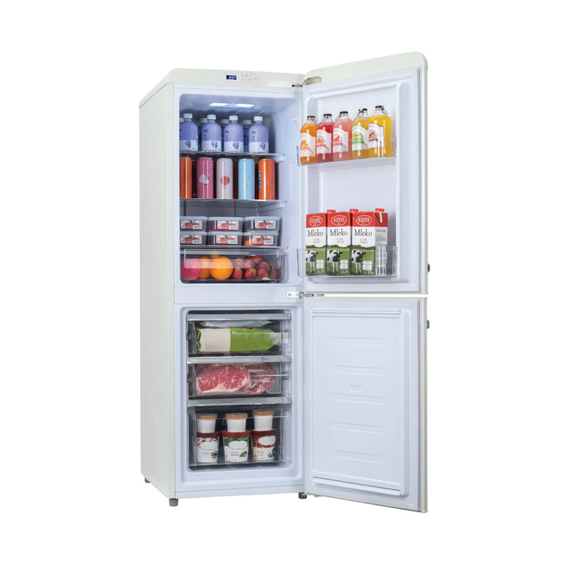 Europace ER 7178A ER7178AWH 170L Retro 2 Door Bottom Mount Fridge White