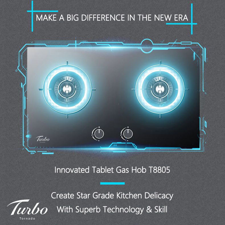 Turbo Italia Tornado T8805 78cm 2-Burner Built-in Glass Hob