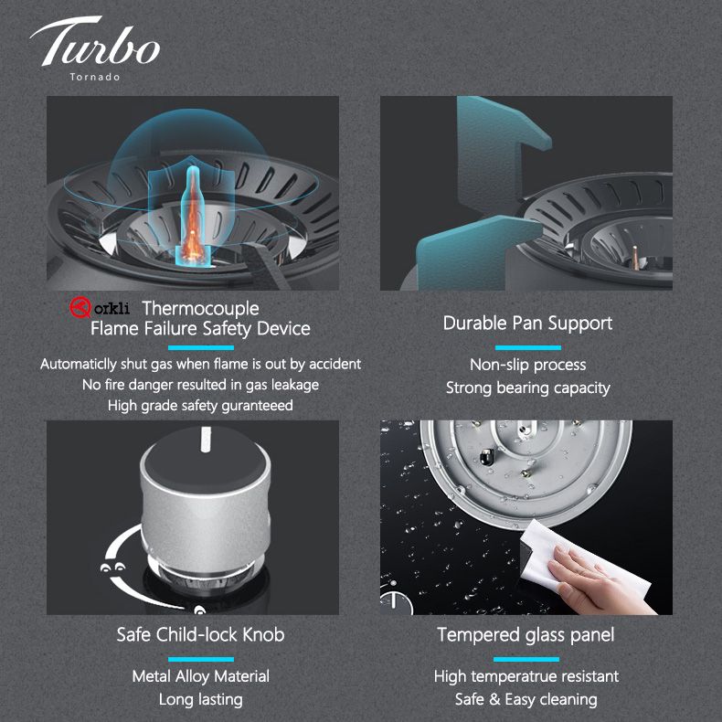 Turbo Italia Tornado T8805 78cm 2-Burner Built-in Glass Hob